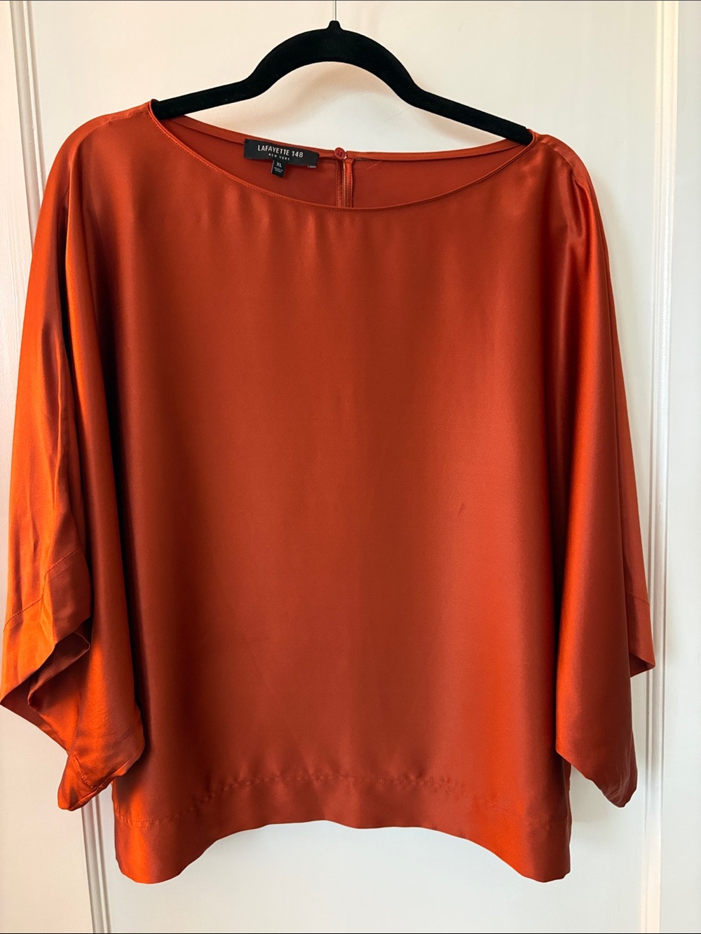 Lafayette 148 New York Rust 100% Silk Boxy Dolman Blouse